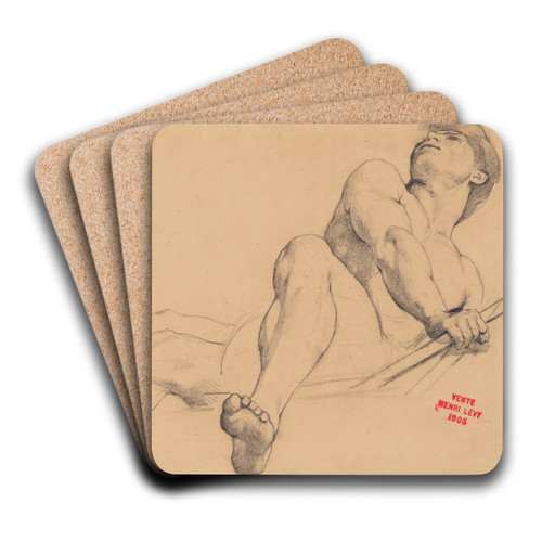 Etude de jeune homme allong, le pied gauche en avant by Henri Leopold Lvy Art Drink Coaster set