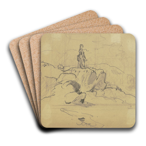 Frau auf einer Anhhe by Philipp Rumpf Art Drink Coaster set