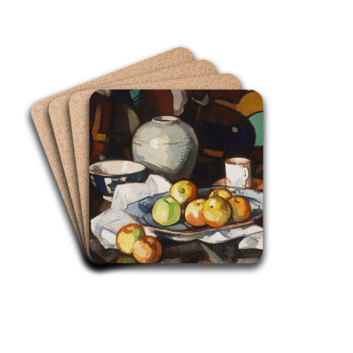 Still life; Apples and jar by Samuel John Peploe Drink Coasters - set of 4