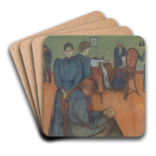 Death in the Sickroom by Edvard Munch Art Drink Coaster set