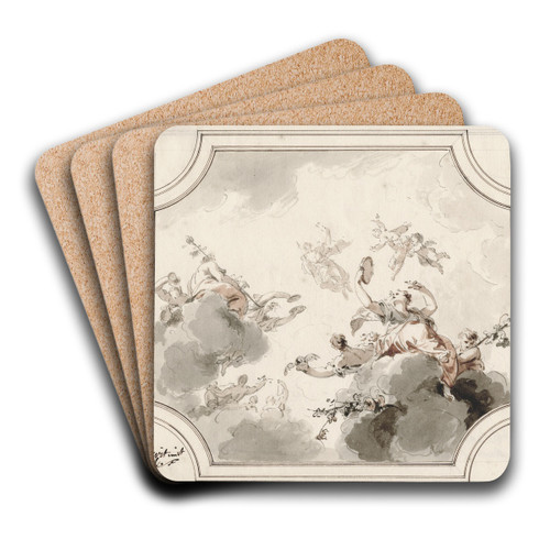 Extatisch tafereel in de wolken: plafonddecoratie by Jacob de Wit Art Drink Coaster set