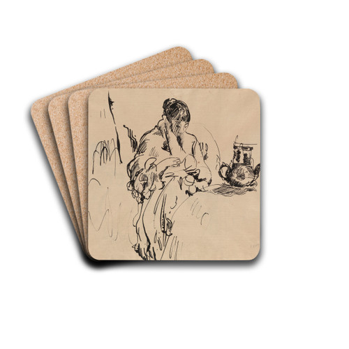 Woman at Breakfast by Rik Wouters Drink Coasters - set of 4 Woman at Breakfast by Rik Wouters Drink Coasters - set of 4