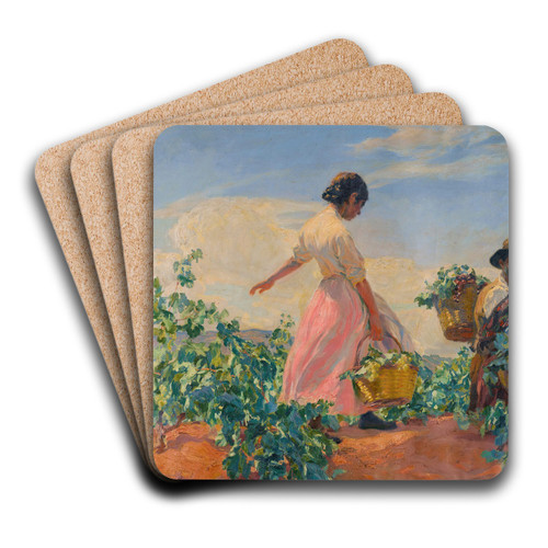 La Vendimia (The Grape Harvest) by Jos Mongrell Art Drink Coaster set