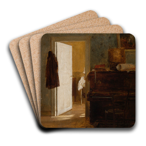 Interior of the Gierymskis' Flat in Munich by Aleksander Gierymski Art Drink Coaster set