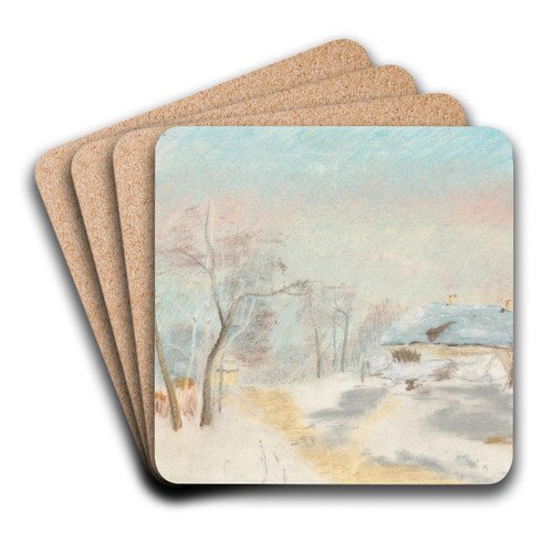 Winter Landscape by Ladislav Mednynszky Art Drink Coaster set