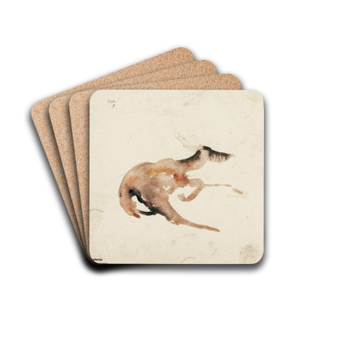 A Doe Lying by Antoine-Louis Barye Drink Coasters - set of 4 A Doe Lying by Antoine-Louis Barye Drink Coasters - set of 4