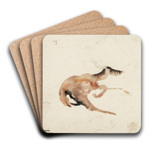 A Doe Lying by Antoine-Louis Barye Art Drink Coaster set A Doe Lying by Antoine-Louis Barye Art Drink Coaster set