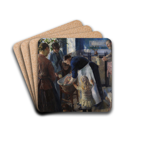 In the Tub by Christian Krohg Drink Coasters - set of 4