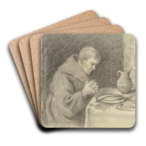 Monk during grace by Otto Scholderer Art Drink Coaster set