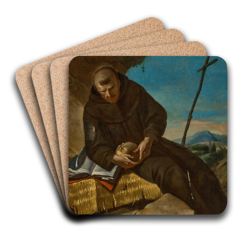Saint Francis in Meditation by Francesco Zugno Art Drink Coaster set