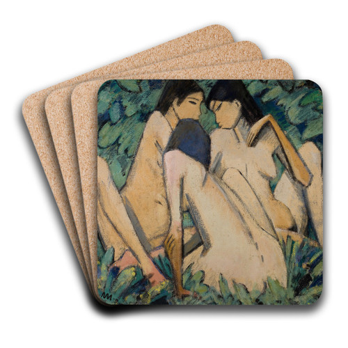 Three Women in a Wood by Otto Mueller Art Drink Coaster set Three Women in a Wood by Otto Mueller Art Drink Coaster set