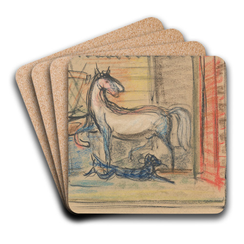 In the Stables by Arnold Peter Weisz-Kubnan Art Drink Coaster set