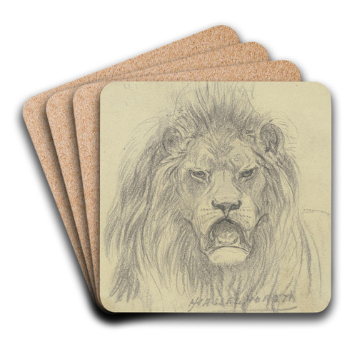 Lion's head by Johann Heinrich Hasselhorst Art Drink Coaster set