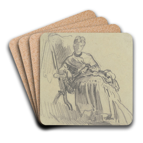 Frau im Lehnstuhl, zurckgelehnt by Philipp Rumpf Art Drink Coaster set