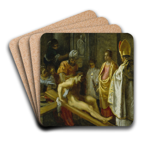 The Testing of the Cross by Adam Elsheimer Art Drink Coaster set