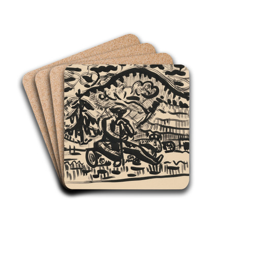 Sitting man by Arnold Peter Weisz-Kubnan Drink Coasters - set of 4