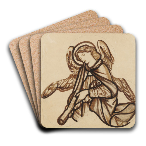 Angel Playing a Horn by Sir Edward Coley Burne-Jones Art Drink Coaster set