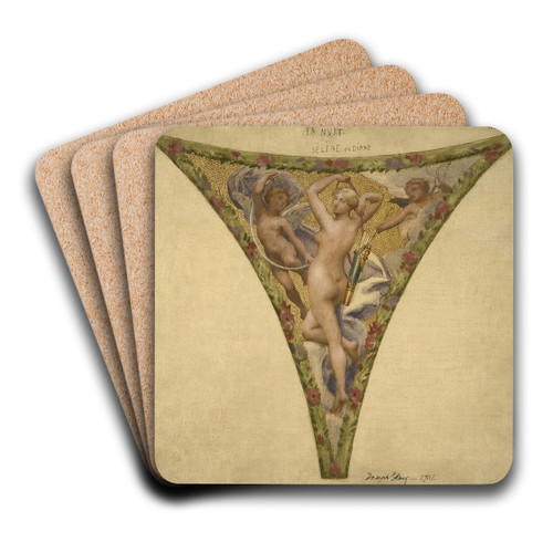 La Nuit, Nivose -Germinal by Joseph Blanc Art Drink Coaster set La Nuit, Nivose -Germinal by Joseph Blanc Art Drink Coaster set