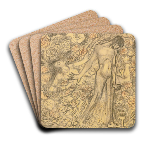 Kundry And Parsifal by Jan Toorop Art Drink Coaster set