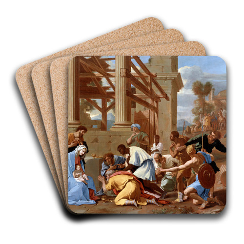 The Adoration Of The Magi by Nicolas Poussin Art Drink Coaster set