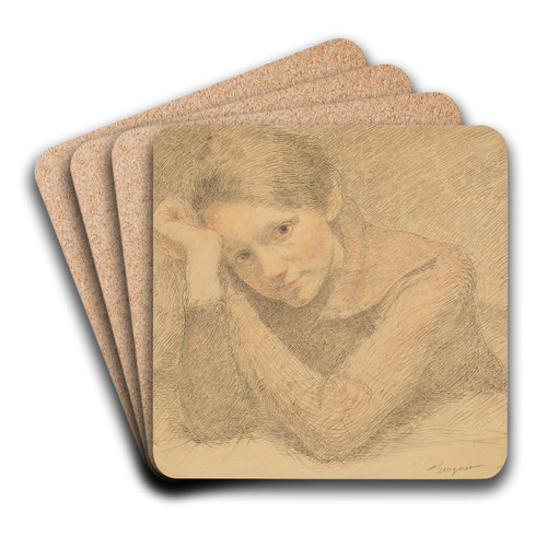 Portrait of a Young Girl by Franois Guiguet Art Drink Coaster set