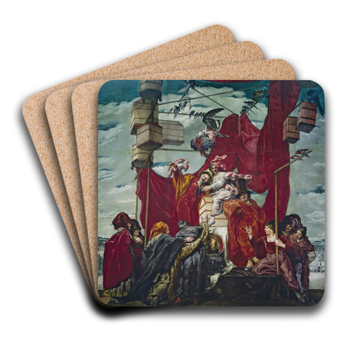 Los Pajareros (The Bird Sellers) by Jos Mara Sert Art Drink Coaster set