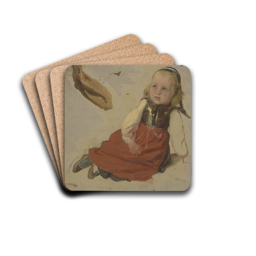 Little farmgirl 3 by Jakob Becker Drink Coasters - set of 4