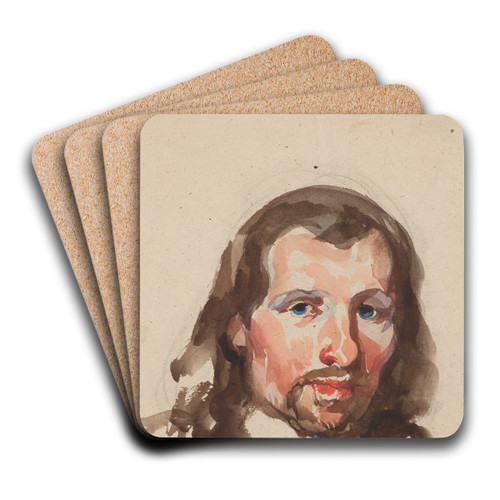 Portrait of a peasant by Piotr Michaowski Art Drink Coaster set