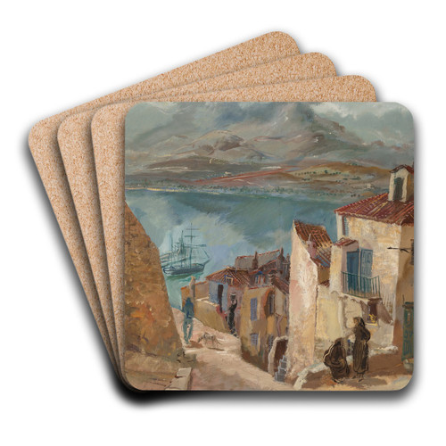Le port de Calvi by Alexandre Jacovleff Art Drink Coaster set Le port de Calvi by Alexandre Jacovleff Art Drink Coaster set