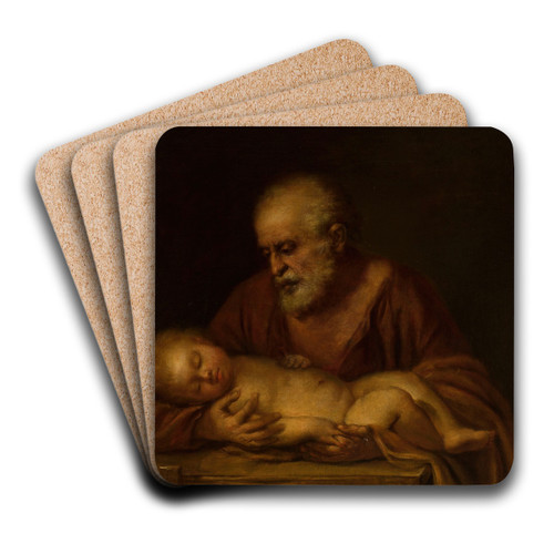 St. Joseph with Child Jesus by Giovanni Battista Salvi da Sassoferrato Art Drink Coaster set St. Joseph with Child Jesus by Giovanni Battista Salvi da Sassoferrato Art Drink Coaster set