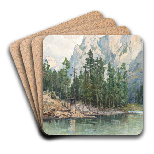 Kreuzteich near Tragss by Fritz Lach Art Drink Coaster set
