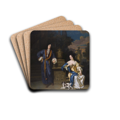 A Gentleman And A Lady In A Park by Jan Verkolje Drink Coasters - set of 4