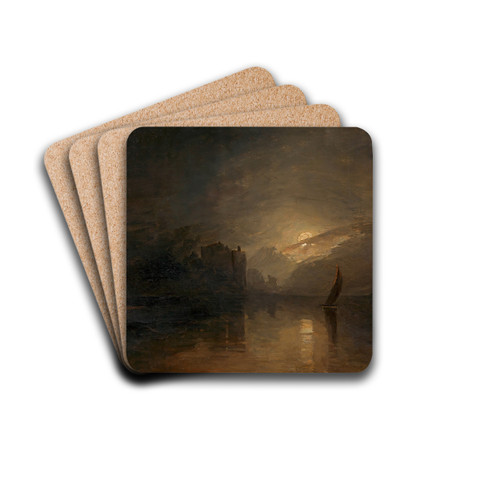 Seestck bei Mondbeleuchtung by Adalbert Stifter Drink Coasters - set of 4 Seestck bei Mondbeleuchtung by Adalbert Stifter Drink Coasters - set of 4