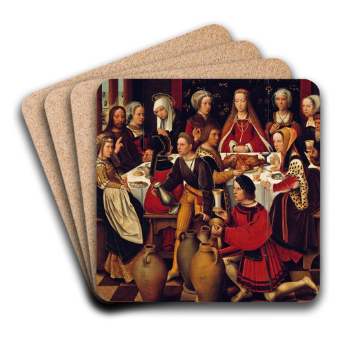The Wedding in Cana by Ambrosius Benson Art Drink Coaster set