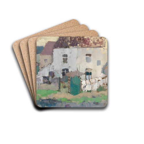 White Faades and Garden at Bosvoorde by Rik Wouters Drink Coasters - set of 4 White Faades and Garden at Bosvoorde by Rik Wouters Drink Coasters - set of 4