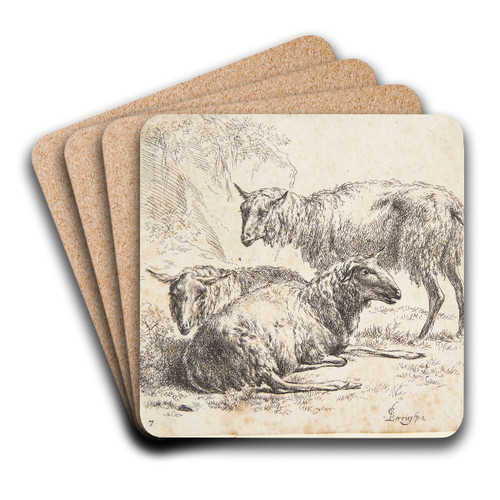 Tre fr by Nicolaes Pietersz. Berchem Art Drink Coaster set Tre fr by Nicolaes Pietersz. Berchem Art Drink Coaster set