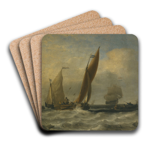 Fishing Boats at Sea by Willem van de Velde the Younger Art Drink Coaster set Fishing Boats at Sea by Willem van de Velde the Younger Art Drink Coaster set