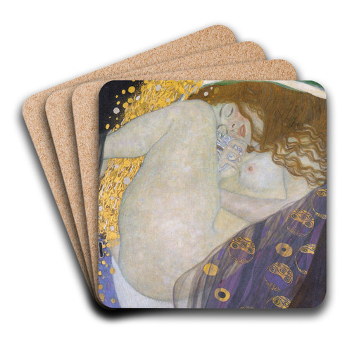 Danae by Gustav Klimt Art Drink Coaster set