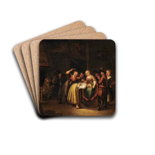 Slipper Game at an Inn by Gerrit Lundens Drink Coasters - set of 4