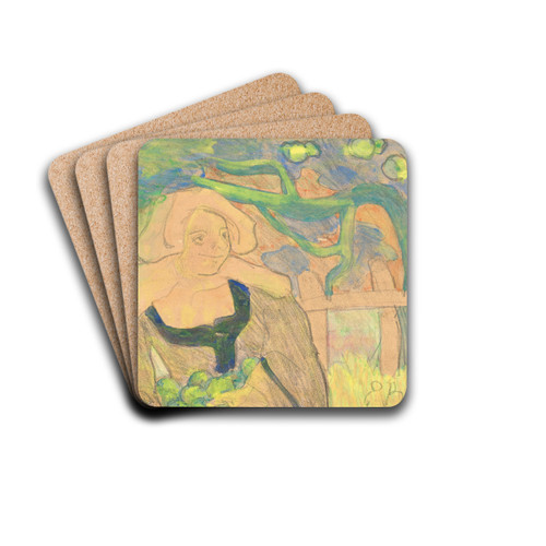 La Cueillette des pommes by Emile Bernard Drink Coasters - set of 4 La Cueillette des pommes by Emile Bernard Drink Coasters - set of 4