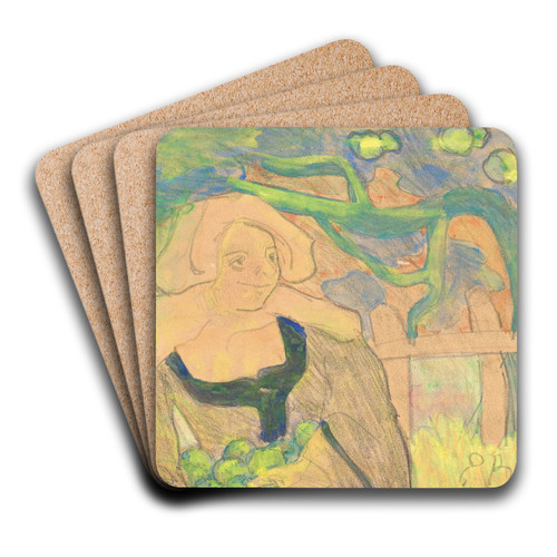La Cueillette des pommes by Emile Bernard Art Drink Coaster set La Cueillette des pommes by Emile Bernard Art Drink Coaster set