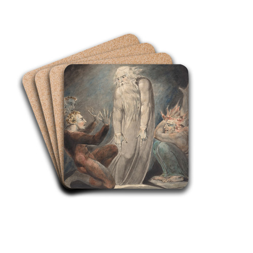 The Ghost of Samuel Appearing to Saul by William Blake Drink Coasters - set of 4