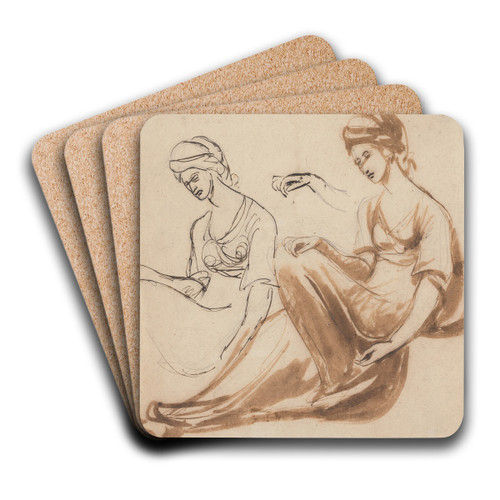 Studies of a Seated Woman by George Romney Art Drink Coaster set