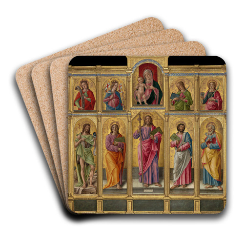Polyptych with Saint James Major, Madonna and Child, and Saints by Bartolomeo Vivarini Art Drink Coaster set