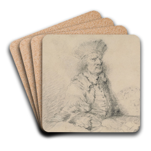 Rembrandt in a fur hat by Thomas Worlidge Art Drink Coaster set