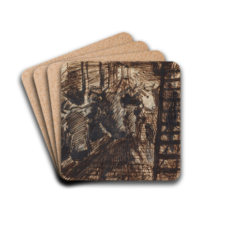 Aften i kostalden by Theodor Philipsen Drink Coasters - set of 4