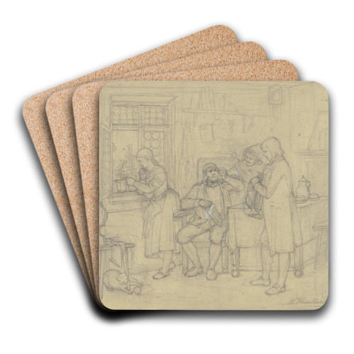 Rural courtship by Johann Heinrich Hasselhorst Art Drink Coaster set