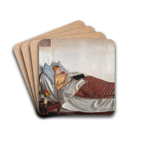 The Sick Girl by Michael Ancher Drink Coasters - set of 4