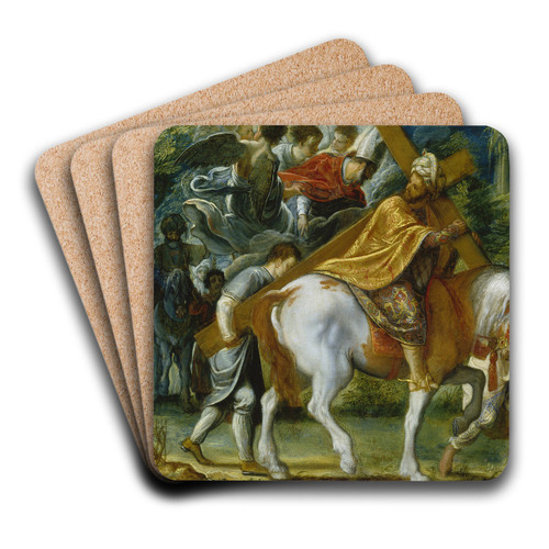 Heraclius on Horseback with the Cross by Adam Elsheimer Art Drink Coaster set