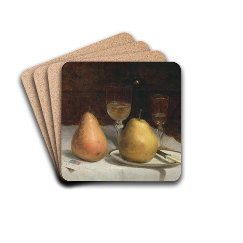 Two Pears on a Tabletop by Sanford Robinson Gifford Drink Coasters - set of 4